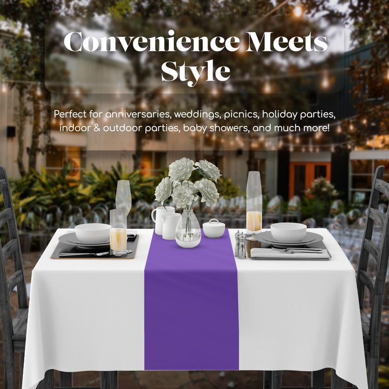 Grandipity Purple 6 Pack Premium Disposable Plastic Table Runner 14 x 108 Inch. Table Runner for Dinner Parties & Events by Grandipity - Image 3